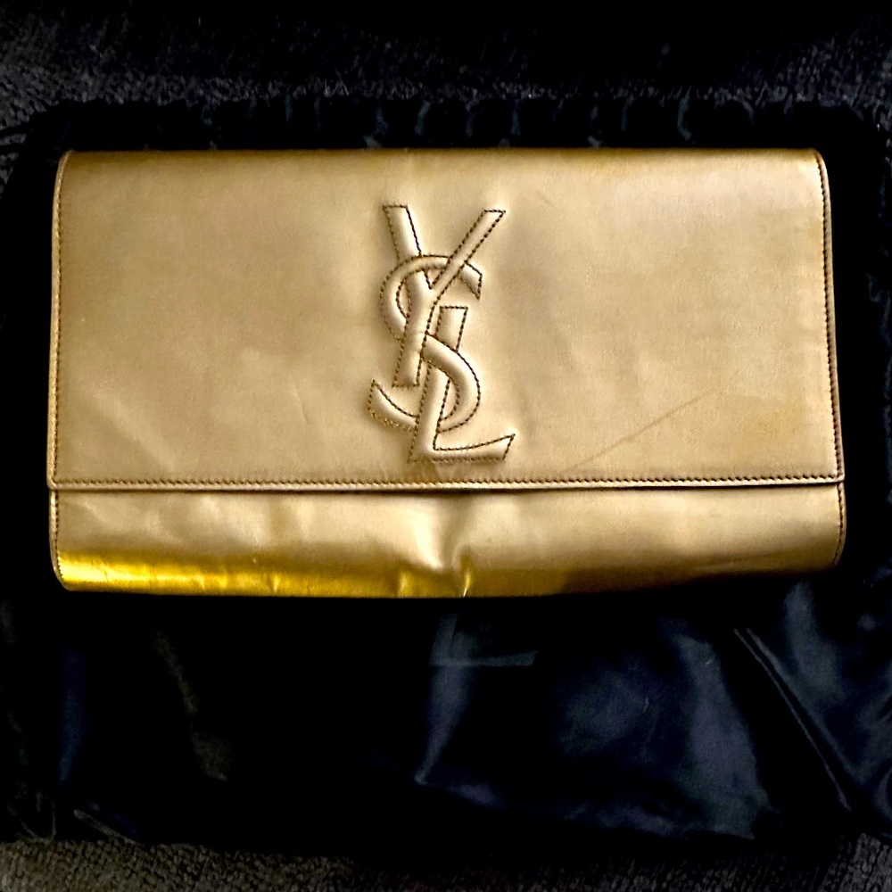 YSL Gold Patent Leather Clutch